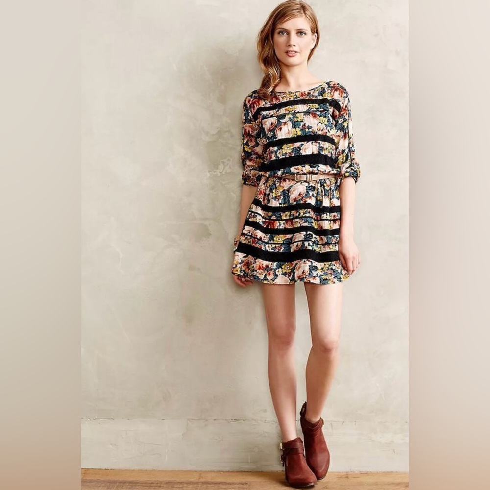 Holding horses Floral and Striped Mini Dress